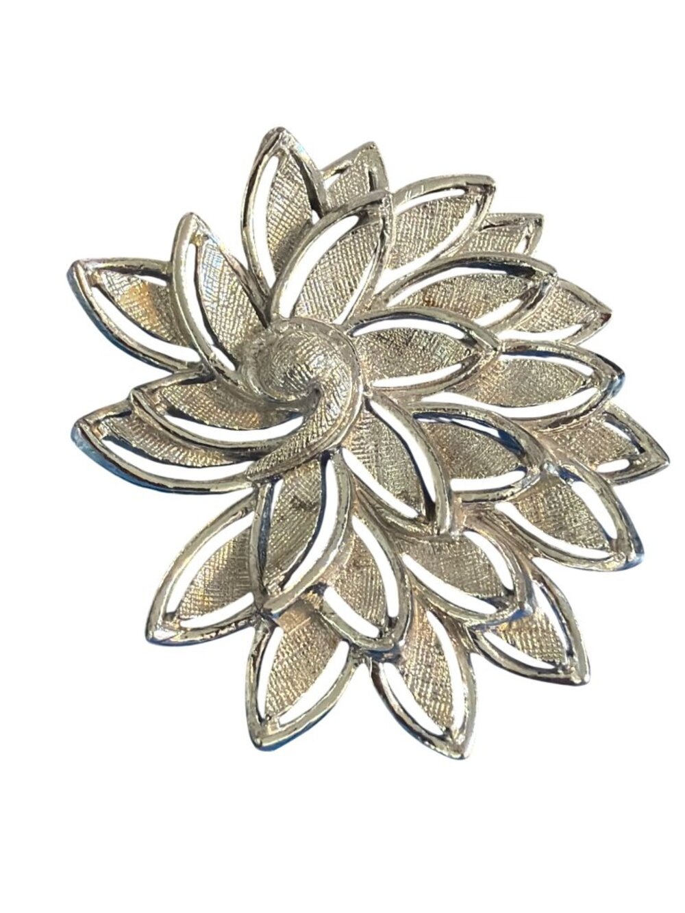 Vintage Silver Tone ART Brooch Arthur Pepper Layered Swirl Textured Estate 2"
